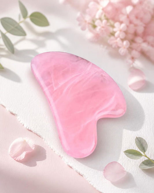 Gua sha visage rose en résine, forme cœur